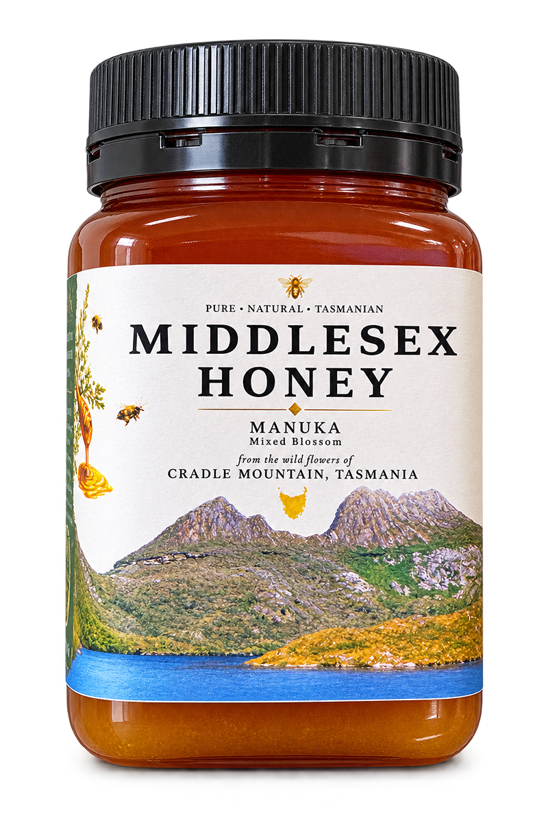 500g jar of Middlesex Honey Manuka from Cradle Mountain, Tasmania